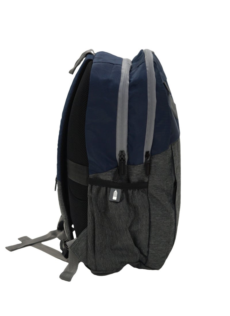 GIORDANO - Giordano Hunter Backpack Blue Grey 19-Inches, Laptop Padded Travel Backpack Durable Lightweight Water-Resistant Multi-Zip Compartment Bag for Men Women Office School Work - Image 1