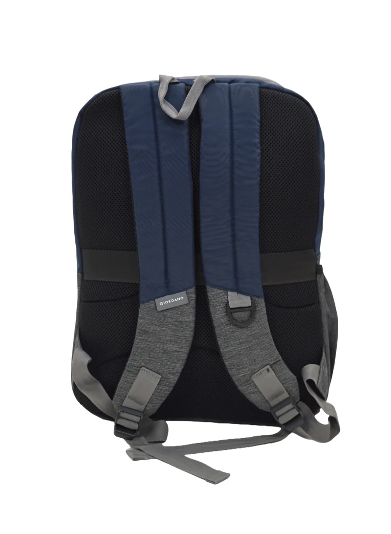 GIORDANO Giordano Hunter Backpack Blue Grey 19-Inches, Laptop Padded Travel Backpack Durable Lightweight Water-Resistant Multi-Zip Compartment Bag for Men Women Office School Work