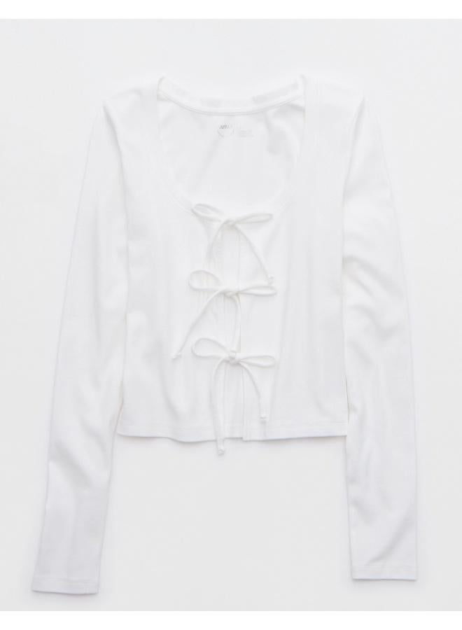 Aerie Aerie Long Sleeve Tie Front Cardi T-Shirt  - Image 3