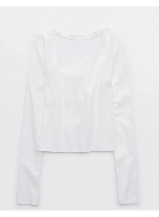 آري من امريكان ايجل Aerie Long Sleeve Tie Front Cardi T-Shirt