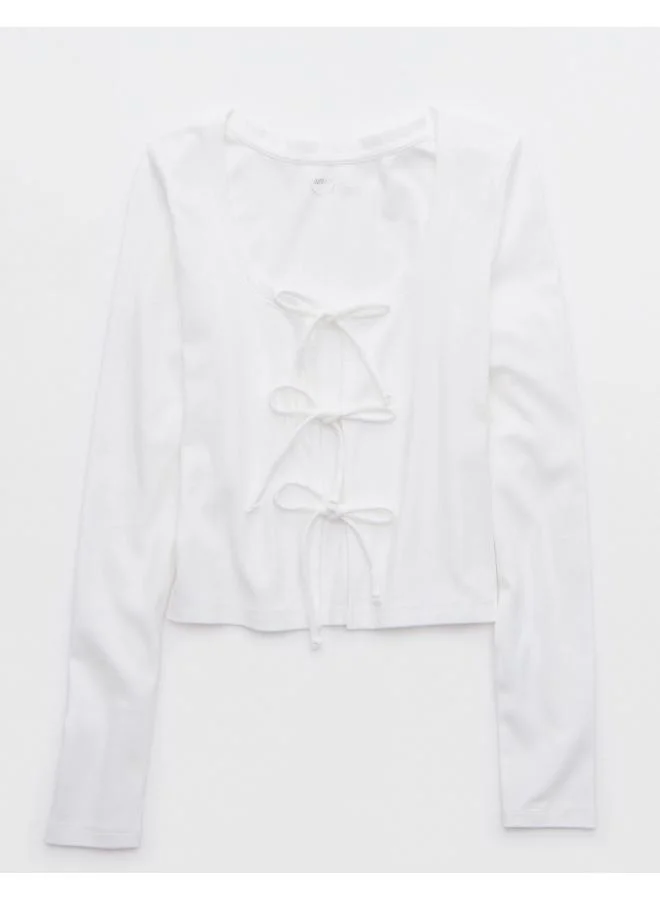 Aerie Aerie Long Sleeve Tie Front Cardi T-Shirt