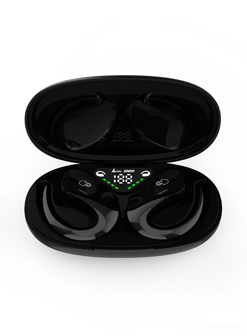 AROAQ Wireless Open Ear Headphones, IPX5 Waterproof TWS Wireless Bluetooth Earphones, Lightweight Bone Conduction Sports Bluetooth Headset, High Quality Sound Earbuds With Mic, (Black, Pack Of 2pcs) - Image 1