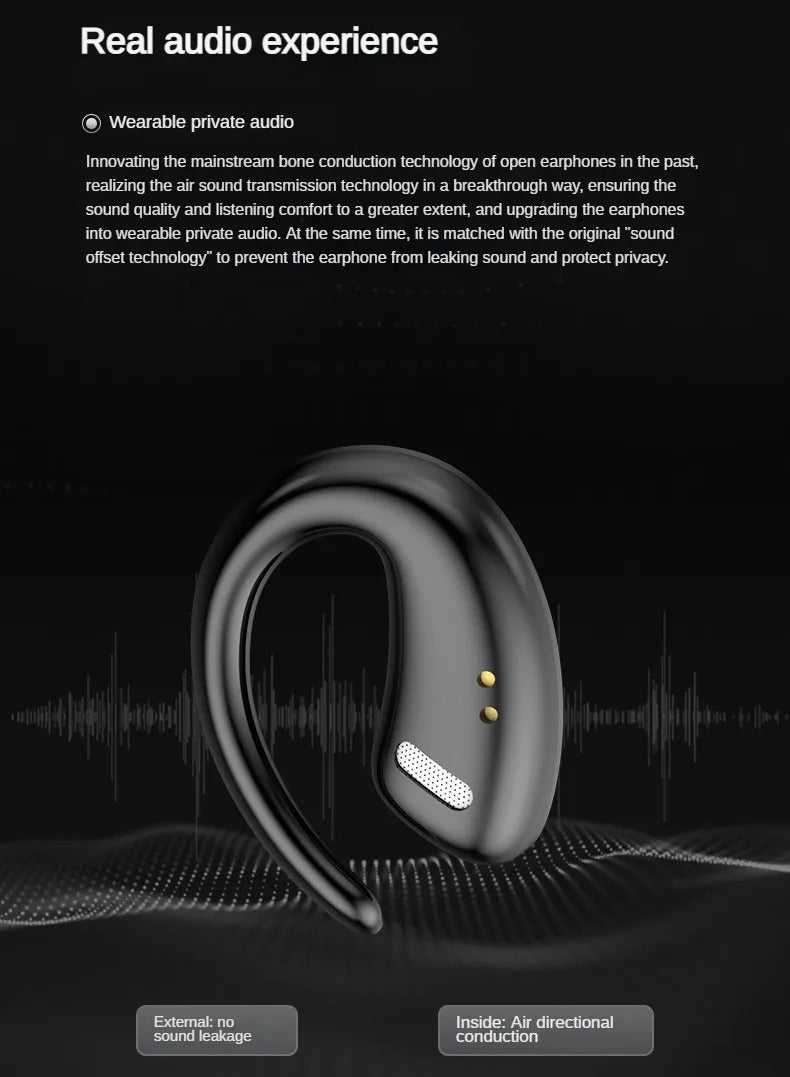 AROAQ Wireless Open Ear Headphones, IPX5 Waterproof TWS Wireless Bluetooth Earphones, Lightweight Bone Conduction Sports Bluetooth Headset, High Quality Sound Earbuds With Mic, (Black, Pack Of 2pcs) - Image 5