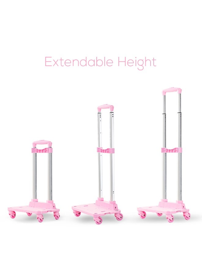 Eazy Kids عربة حقيبة المدرسة للأطفال بأربع عجلات - وردي - Image 4