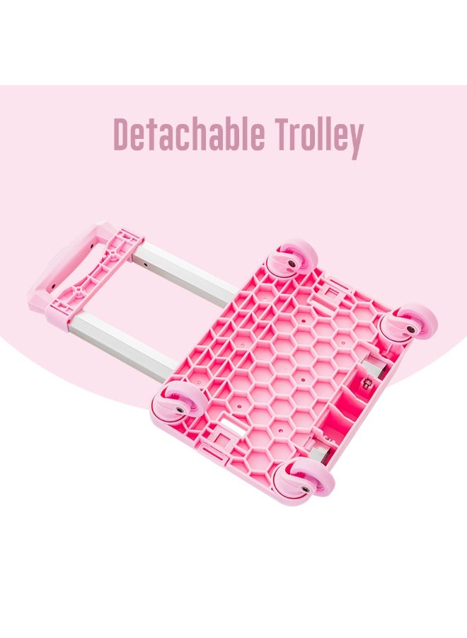 Eazy Kids عربة حقيبة المدرسة للأطفال بأربع عجلات - وردي - Image 5