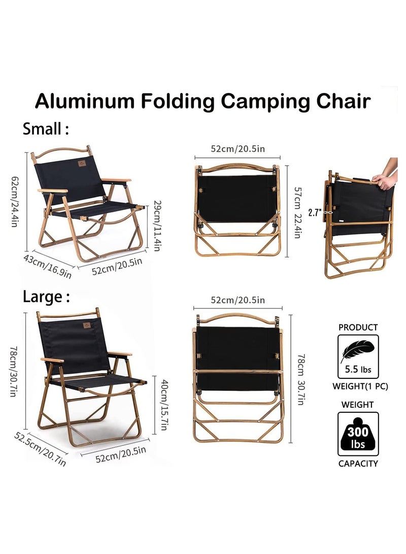 Camping Chair,420 LBS Heavy Duty Fishing Chair Compact Beach Chair,Wood Armrest Metal Frame Travel Chair,Lightweight Camping Backpacking Chair - Image 3