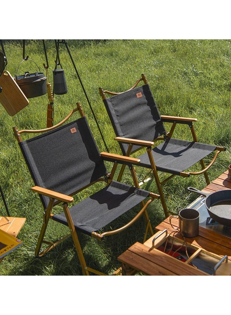 Camping Chair,420 LBS Heavy Duty Fishing Chair Compact Beach Chair,Wood Armrest Metal Frame Travel Chair,Lightweight Camping Backpacking Chair - Image 2