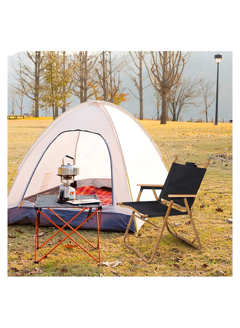 Camping Chair,420 LBS Heavy Duty Fishing Chair Compact Beach Chair,Wood Armrest Metal Frame Travel Chair,Lightweight Camping Backpacking Chair - Image 4