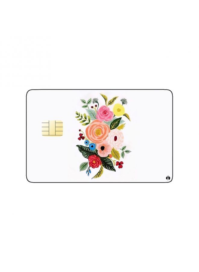 RKN PRINTED BANK CARD STICKER Beautiful Colorful Flowers Drawing - Image 1