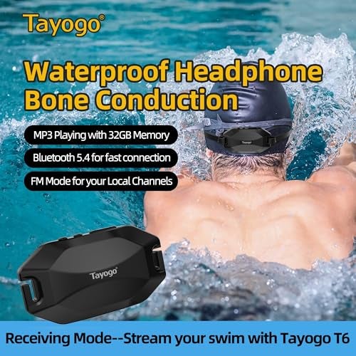Tayogo Rock PRO W24 Swimming Headphones Bone Conduction Waterproof Headphones for Swimming 4in1 MP3 Player 32GB Bluetooth 54 FM Radio Compatible with T6 Transmitter for Underwater Music - Image 3
