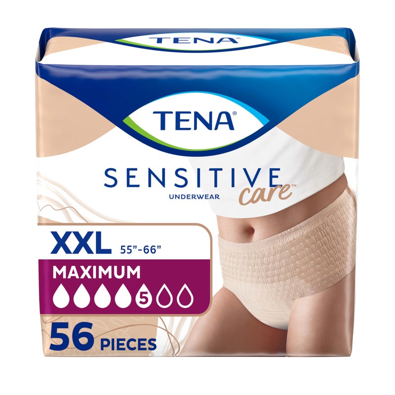 Tena تينا للعناية الحساسة: حفاضات للكبار للنساء، مقاس XXL، 56 قطعة (مقاس الخصر 55 بوصة - 66 بوصة) - Image 1