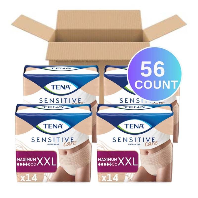 Tena تينا للعناية الحساسة: حفاضات للكبار للنساء، مقاس XXL، 56 قطعة (مقاس الخصر 55 بوصة - 66 بوصة) - Image 2