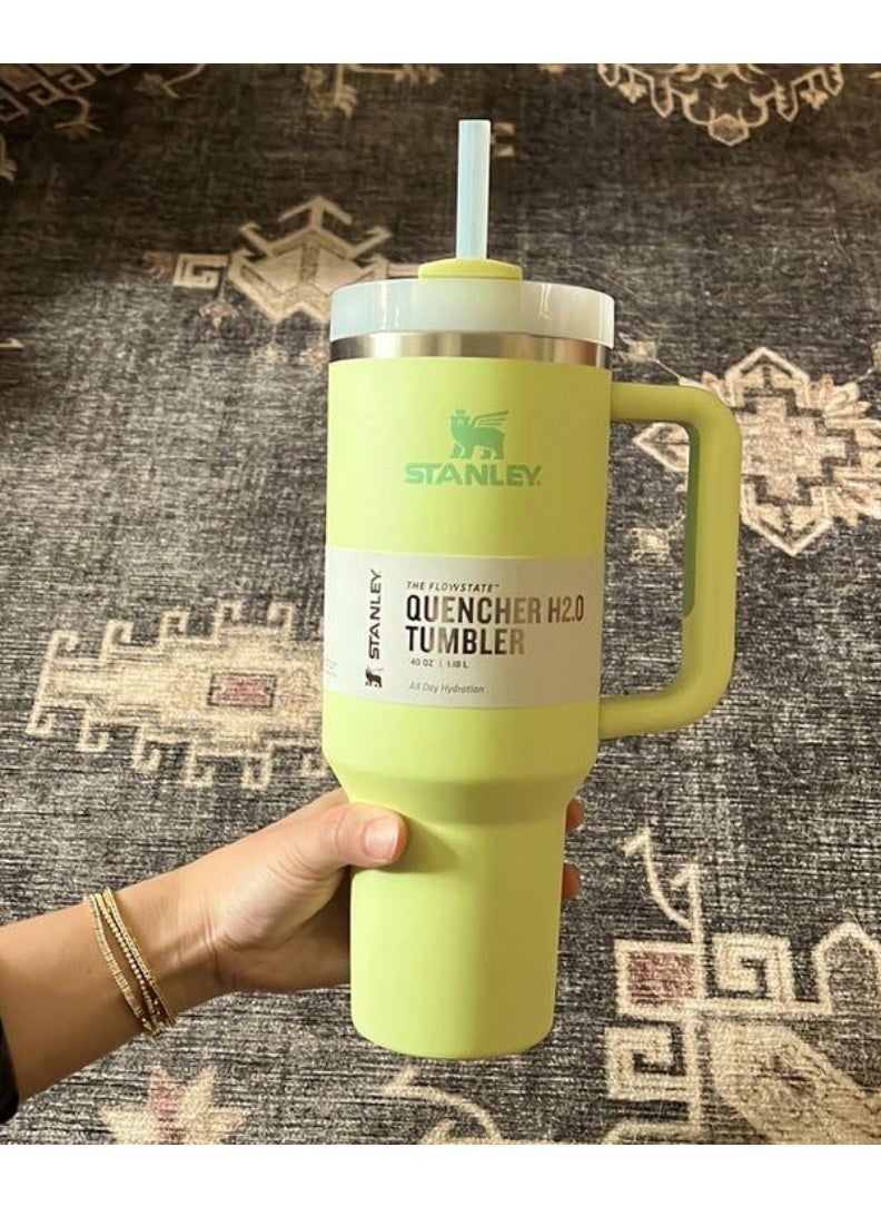 Stanley - 40oz Stanley Quencher H2.0 FlowState Tumbler in Black Stainless Steel Vacuum Insulated Travel Mug with Leakproof Lid and Reusable Straw Double Wall Design Keeps Beverages Hot for 7 Hours and Cold for 24 Hours Ideal for Home Office and Outdoor Use Durable and Stylish Hydration Companion - Image 1