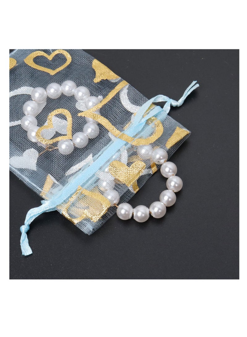 SYOSI Organza Gift Bags, 100 Pcs Small Organza Bags with Drawstring, Jewellery Pouches, Heart Organza Bags Mesh Drawstring Bag, Candy Bags, for Wedding Birthday Anniversary Party Supplies  - Image 3