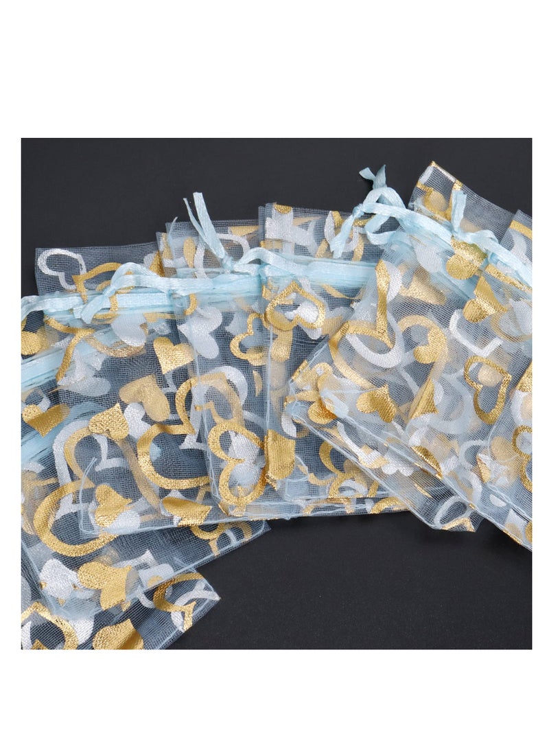 SYOSI Organza Gift Bags, 100 Pcs Small Organza Bags with Drawstring, Jewellery Pouches, Heart Organza Bags Mesh Drawstring Bag, Candy Bags, for Wedding Birthday Anniversary Party Supplies  - Image 2