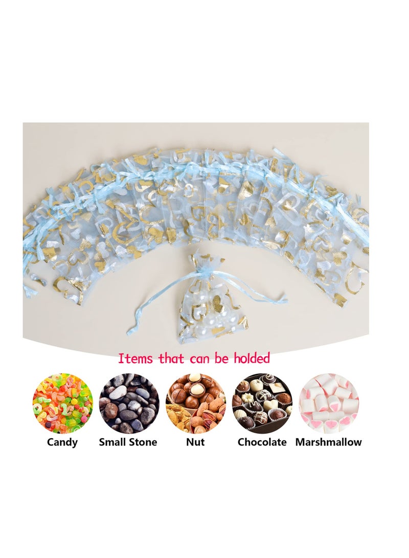SYOSI Organza Gift Bags, 100 Pcs Small Organza Bags with Drawstring, Jewellery Pouches, Heart Organza Bags Mesh Drawstring Bag, Candy Bags, for Wedding Birthday Anniversary Party Supplies  - Image 5
