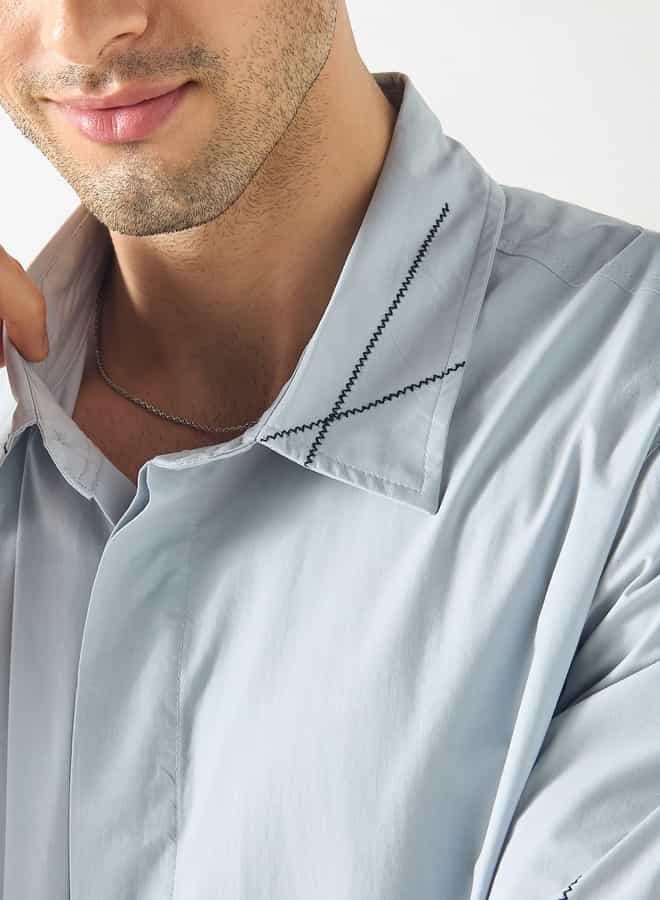 ايكونيك قميص مطرز بياقة وقصة عادية وأكمام قصيرة من أيكونيك - Image 4