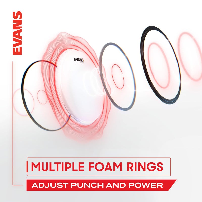 Evans EMAD2 System Bass Drum Pack - Contains 1 Bass Drum Head, 1 Reso Drum Head, 2 Interchangeable Damping Rings, & Foam Damping Rings - Customize Bass Drum Sound - 2-Ply Construction - 22" - Image 4