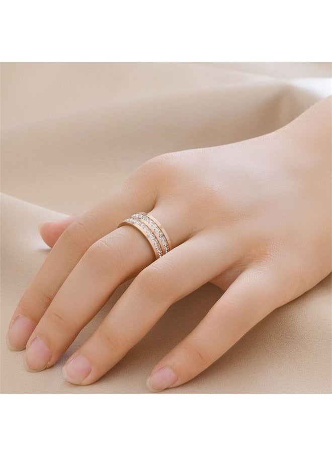Ocean - Stainless Steel Couple Ring, Electroplated Process, Decorated With Square Diamonds, Fashionable And Classic, Suitable As A Couple Gift - Image 1