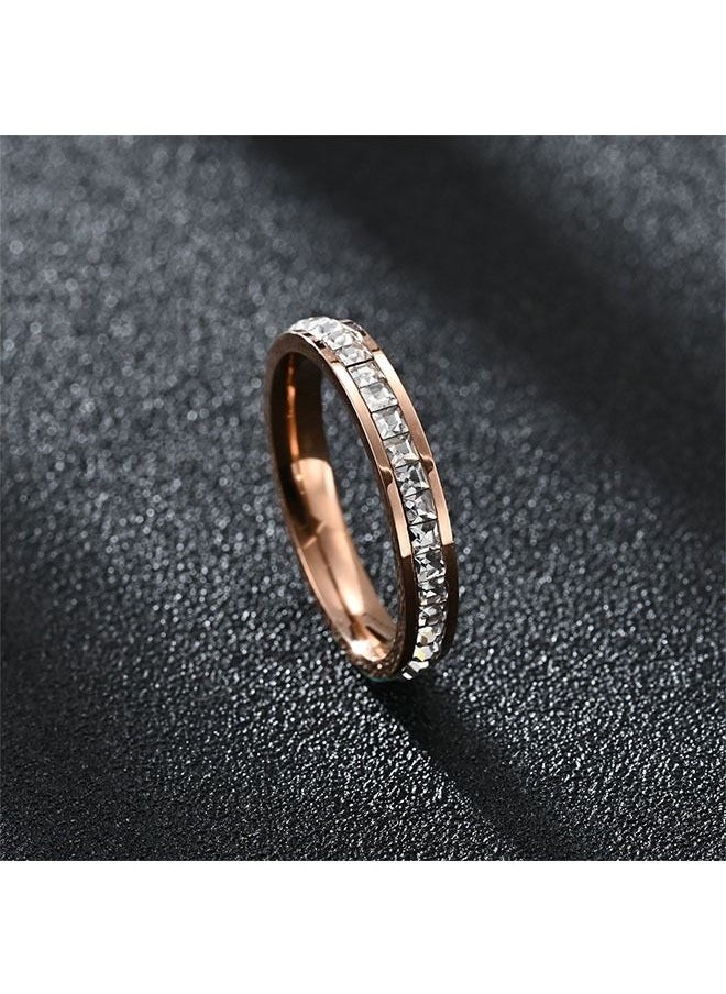 Ocean - Stainless Steel Couple Ring, Electroplated Process, Decorated With Square Diamonds, Fashionable And Classic, Suitable As A Couple Gift - Image 1