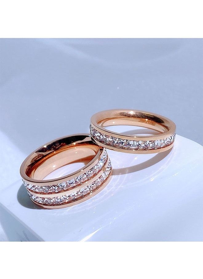 Ocean - Stainless Steel Couple Ring, Electroplated Process, Decorated With Square Diamonds, Fashionable And Classic, Suitable As A Couple Gift - Image 1