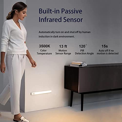 Hoteon Wireless Cabinet Light, 12 Inch Rechargeable Motion Sensor Closet Light with Stepless Dimming, Aluminum Alloy Casing, Touch Control & Magnet Under Counter, Warm - Image 4