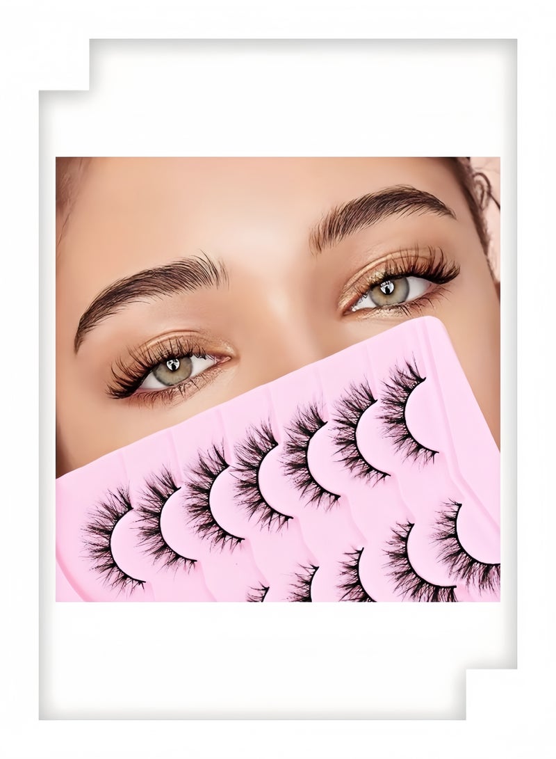 ( 7 Pairs)Fluffy Messy Faux False Eyelashes,Soft Curly False Lashes,Reusable  False Eyelashes Volume & Thickness Eyelashes for Make up - Image 1