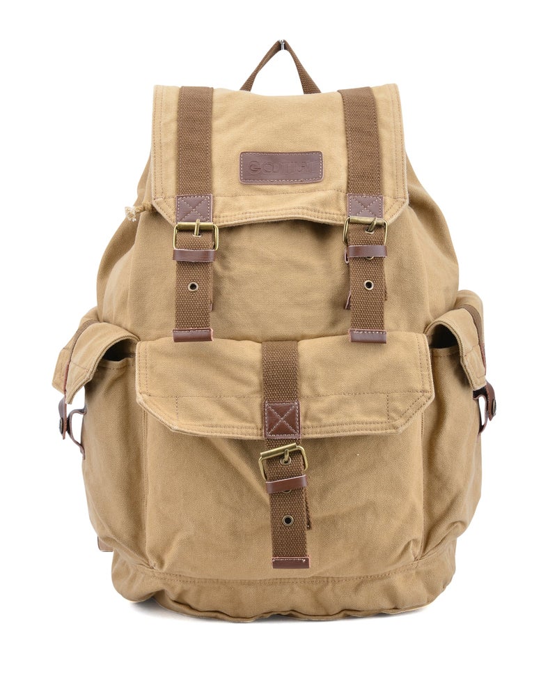 Gootium 21101KA Specially High Density Thick Canvas Backpack Rucksack,Khaki - Image 1