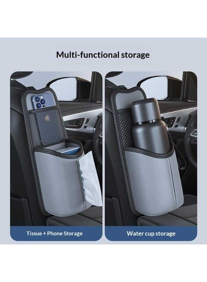حامل أكواب للسيارة، حقيبة تخزين محمولة للمقعد، حامل زجاجة ماء للسيارة، رمادي - Image 2