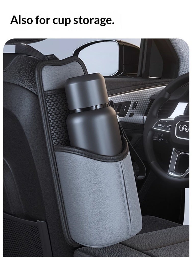 حامل أكواب للسيارة، حقيبة تخزين محمولة للمقعد، حامل زجاجة ماء للسيارة، رمادي - Image 4