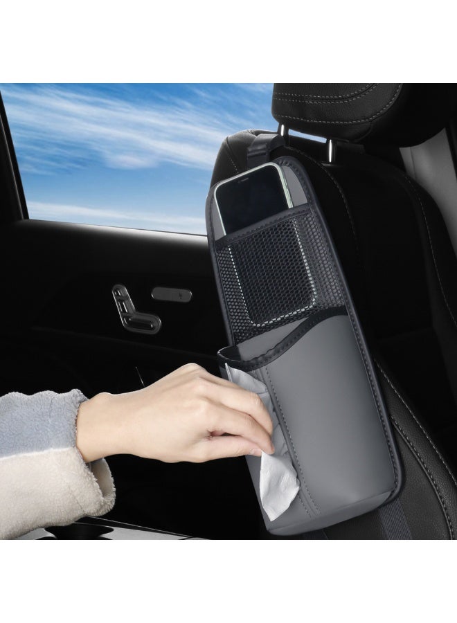 حامل أكواب للسيارة، حقيبة تخزين محمولة للمقعد، حامل زجاجة ماء للسيارة، رمادي - Image 3