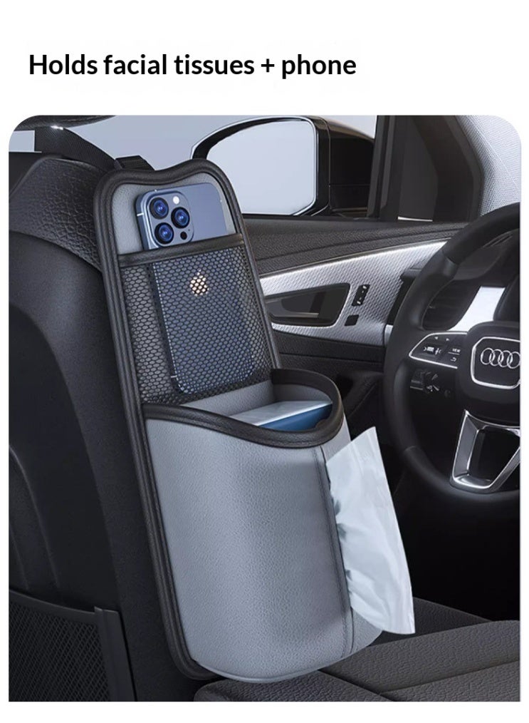 حامل أكواب للسيارة، حقيبة تخزين محمولة للمقعد، حامل زجاجة ماء للسيارة، رمادي - Image 5