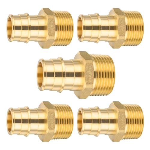 HeSun 5Pack HeSun PEX A Expansion Fitting 34 Inch Male Thread Adapter34 Male NPT x 34 Pex Expansion AdapterASTM F1960PEX19600185 - Image 1