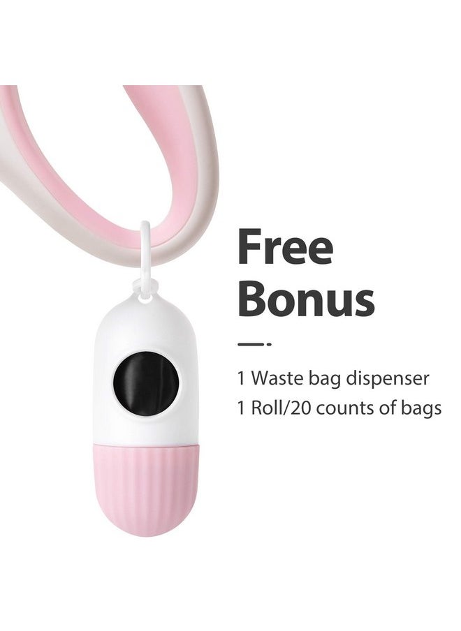 fida - Fida Retractable Dog Leash for Small Breed up to 26 lbs, 16 ft Pet Walking Leash with Dispenser and Poop Bags, Anti-Slip Handle, Reflective Strong Nylon Tape, One-Handed Brake (S, White & Pink) - Image 1