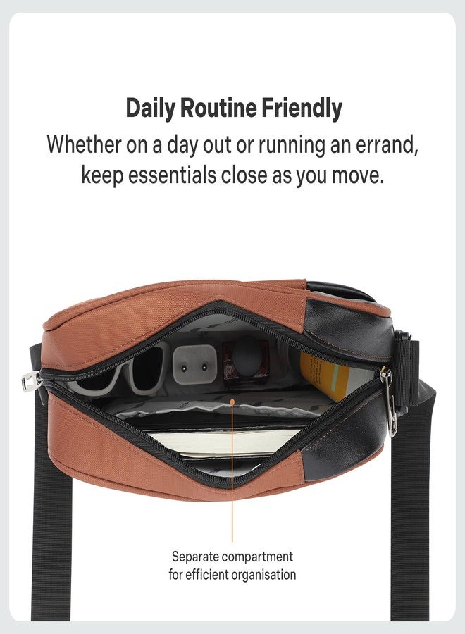 THE ASSEMBLY Assembly Unisex Lightweight Cross Body Shoulder Sling Bag with Quick Side Pockets Access and Adjustable Strap (4L) - (Rust) Sway - Image 5