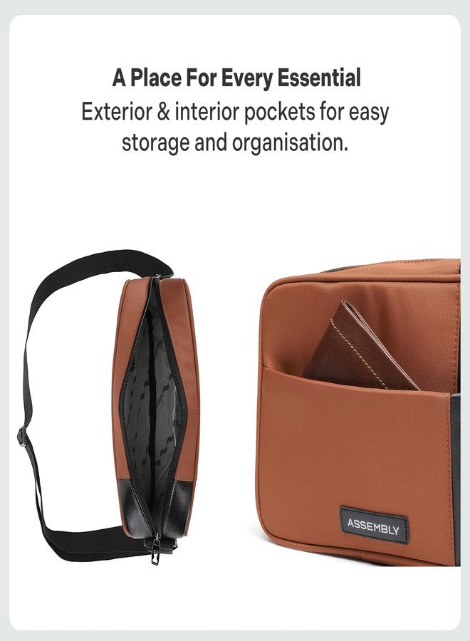 THE ASSEMBLY Assembly Unisex Lightweight Cross Body Shoulder Sling Bag with Quick Side Pockets Access and Adjustable Strap (4L) - (Rust) Sway - Image 4