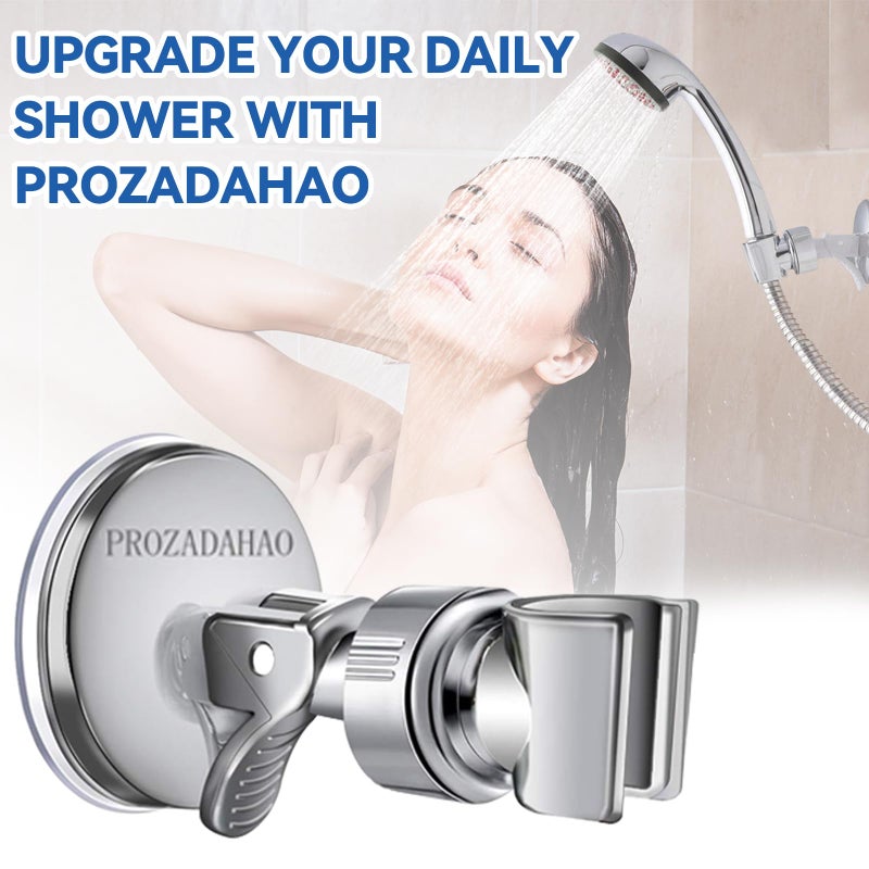 PROZADAHAO Adjustable Shower Head Holder, Bathroom Suction Cup Handheld Shower Head Bracket, Removable Wall Mounted Suction Bracket (Silver-1) - Image 5