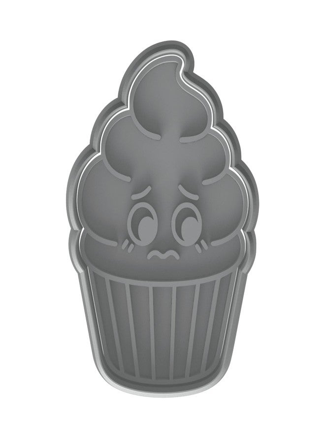 Mighty Gadget Shy Cupcake Face Cookie Cutter & Stamp - 4x3" Adorable Design for everyone' Baking Fun (Random Color) - Image 2