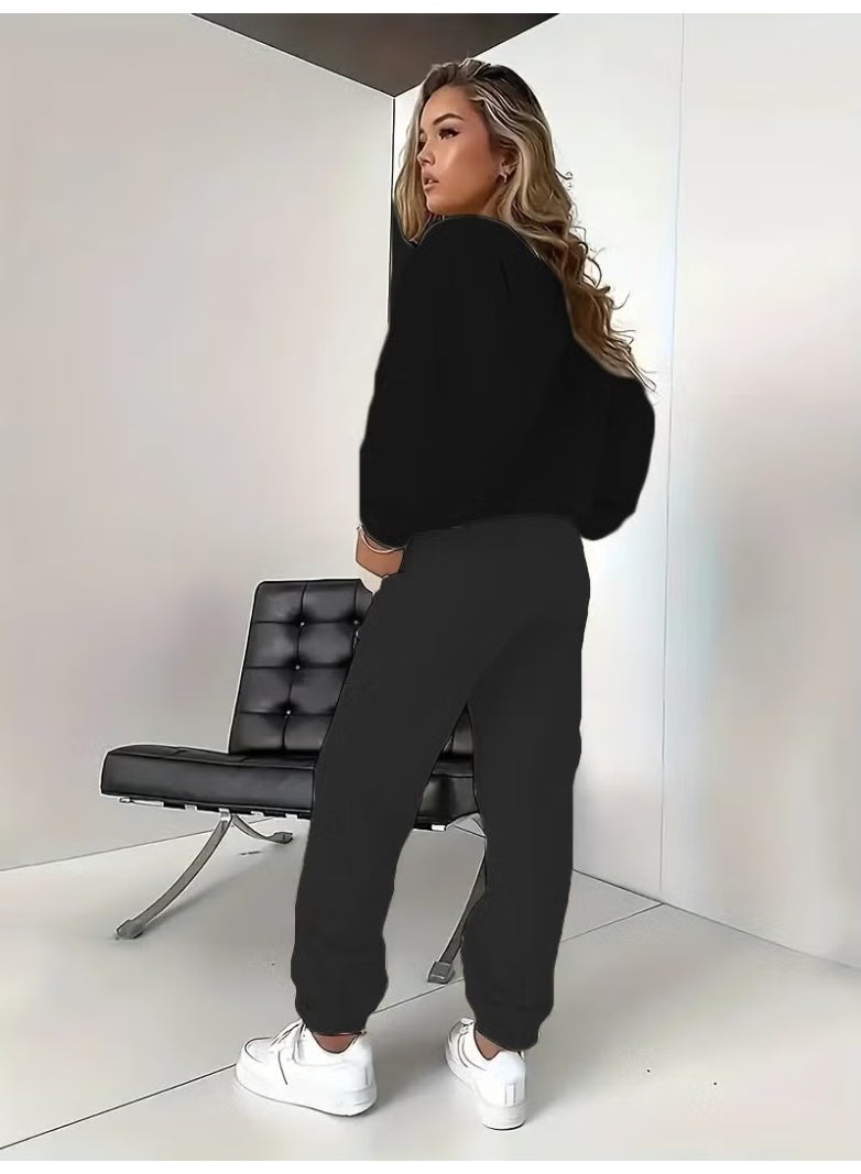 DogFish Tracksuit Set Good Luck Printed Plus Size Bottom Top Set - Image 3