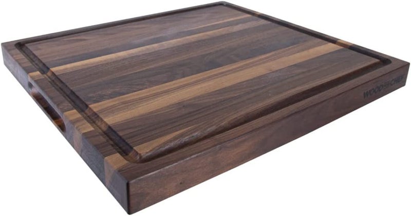 WoodForChef Extra Large XL Cutting Board from American Walnut  Heavy Reversible Butcher Block with Juice Groove for Cutting Meat and Juicy Veggies Easily  Walnut Chopping Board  24x18x15 