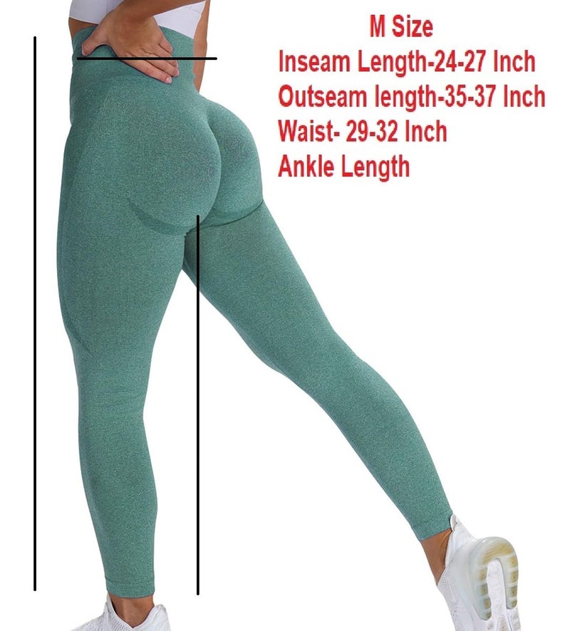 Alexvyan Green Skinny Fit Yoga Pants Gym wear Leggings Ankle Length Workout Active wear | Stretchable Workout Tights | High Waist Sports Fitness for Girls & Women- Nylon Fiber & Spandix (L) - Image 4
