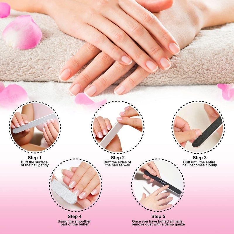 kaiderine Nail File and Buffer, Professional Manicure Tools Kit.Natural Manicure Pedicure Kit Polisher Washable Buffering/Sanding Nails Filer Buffing, Nails Polish Smooth Polishing Set - Image 5