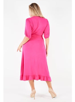 French Connection Women Textured Midi Dress, Pink  - Image 3