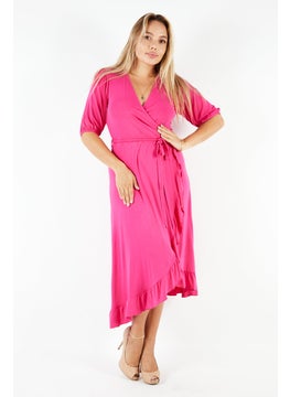 French Connection Women Textured Midi Dress, Pink  - Image 1