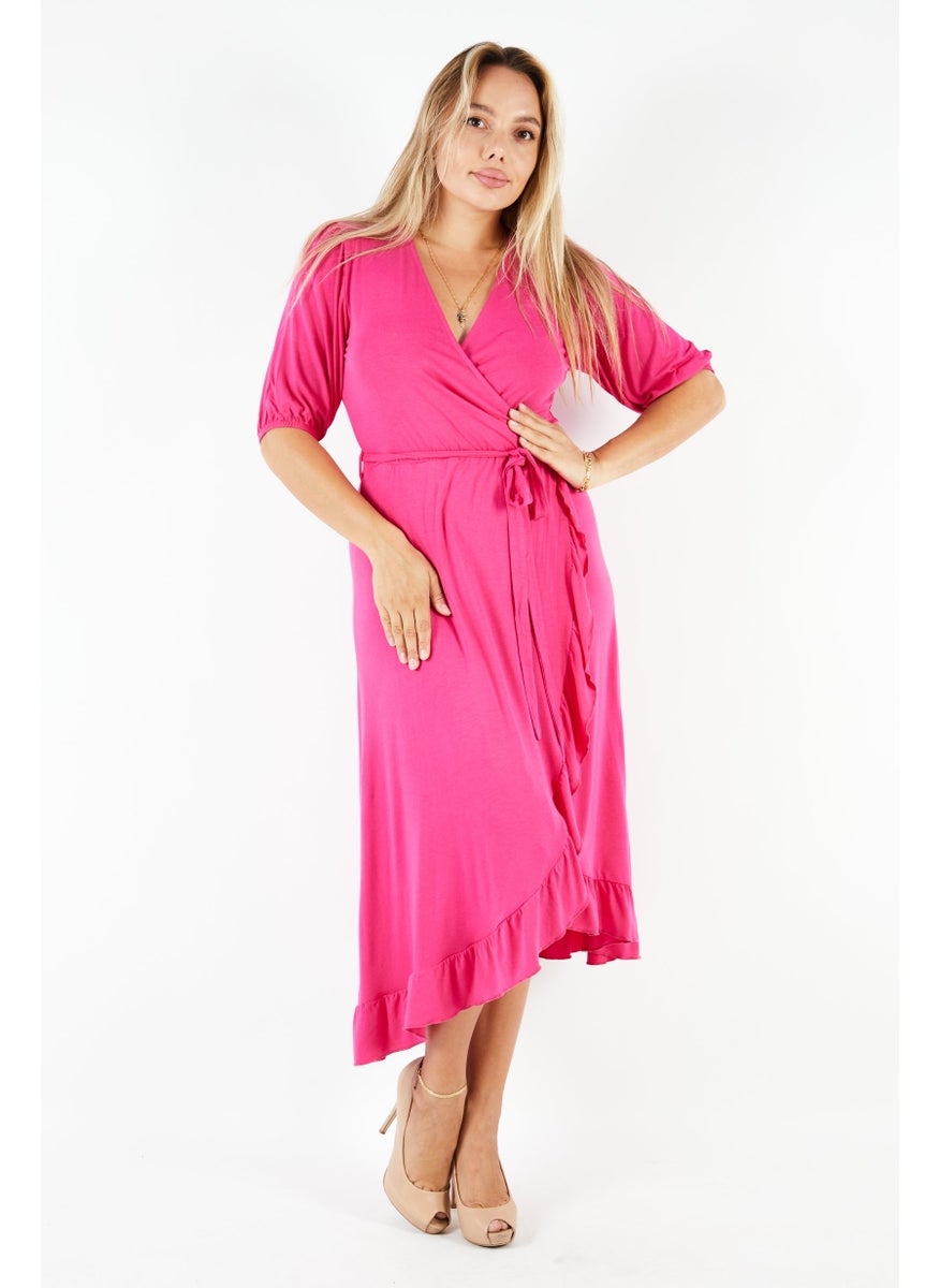 French Connection Women Textured Midi Dress, Pink  - Image 1