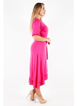 French Connection Women Textured Midi Dress, Pink  - Image 2