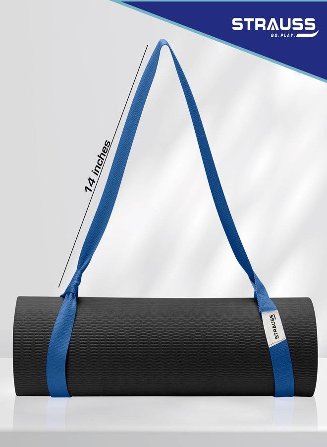 Strauss Adjustable Yoga Mat Strap |Sling Belt for Carrying & Holding Mat |Durable Cotton Yoga Mat Carrying Strap |Carrier Sling with Thick, Durable & Comfy Texture | for Up to 15 mm Yoga Mats, (Blue) - Image 3