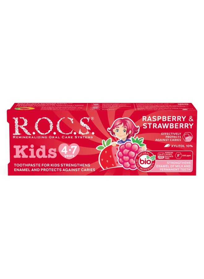 R.O.C.S Toothpaste R.O.C.S.® Kids Raspberry Strawberry with Fluoride 45 grams - Image 2