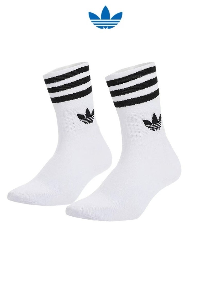 اديداس طقم جوربين للرجال والنساء، زوجان، أبيض، عالي الجودة، حجم واحد يناسب الجميع - Image 1