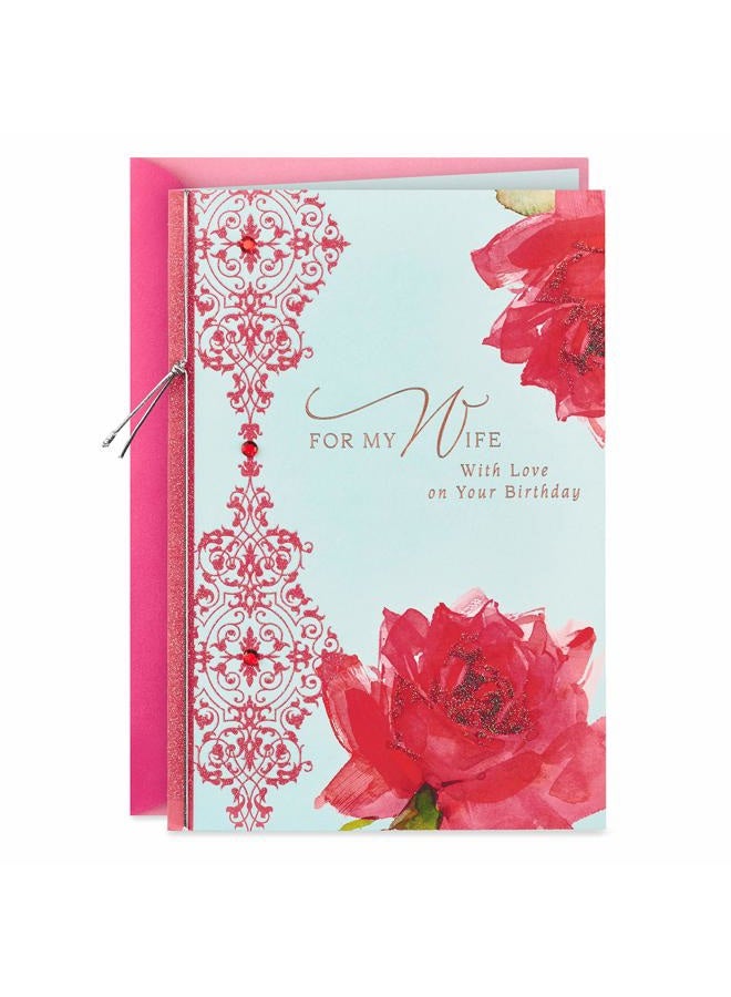Hallmark Birthday Greeting Card for Wife Black Pattern Roses Patterned Roses - Image 1